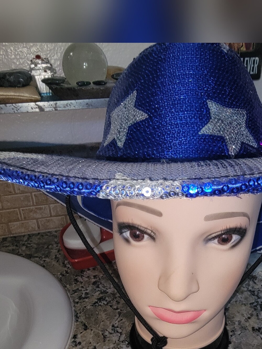 Blue Sequin Stars Cowboy Hat